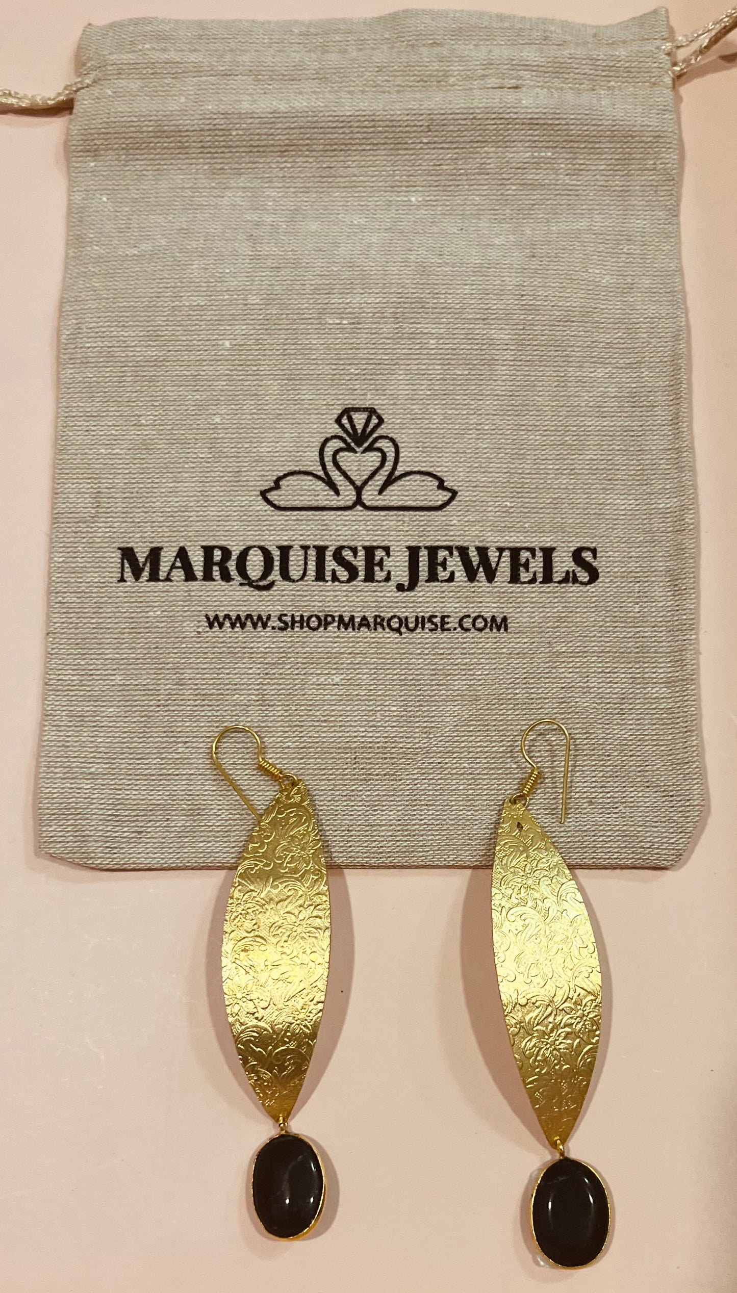Textured Bejewelled Leaf Earrings