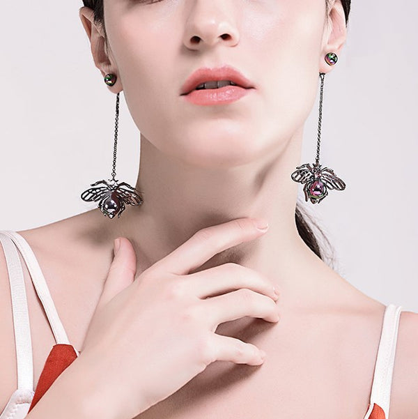 Black Beauty Bee Earrings