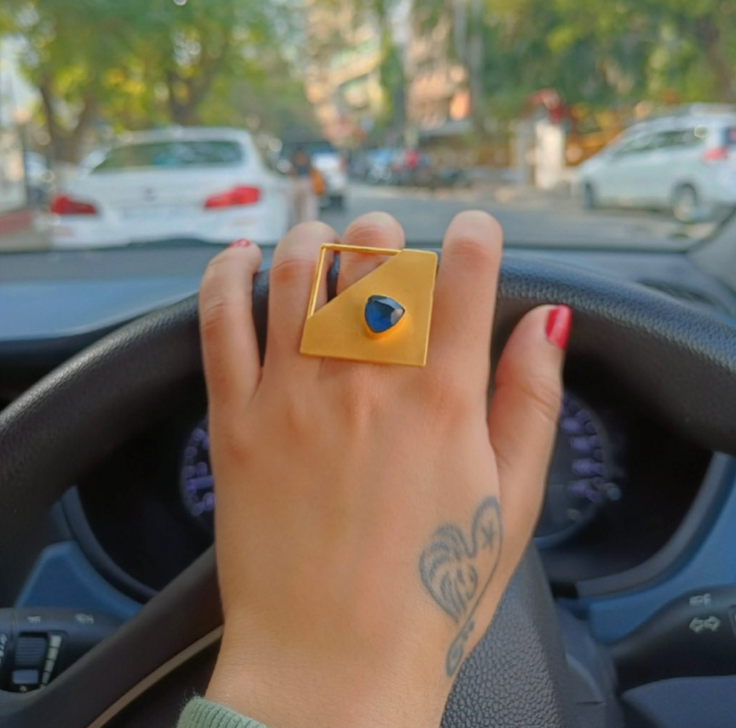Statement Quad Azurite Ring