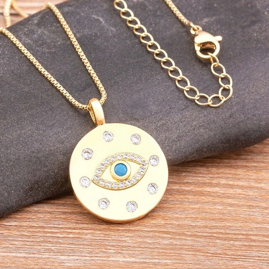 Sparkly Evil Eye Pendant with Chain