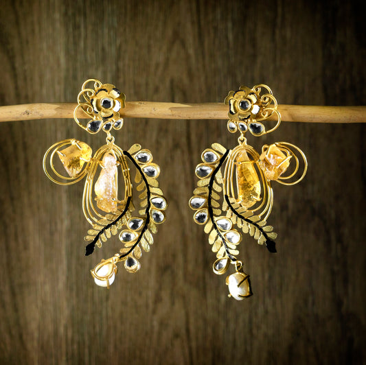 Harmonic Hyacinth Earrings with Citrine Stones