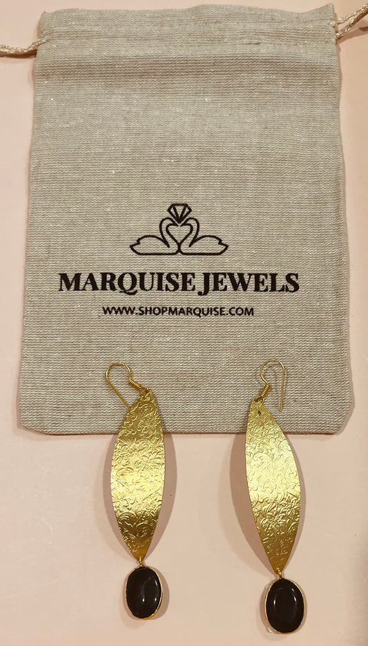 Textured Bejewelled Leaf Earrings