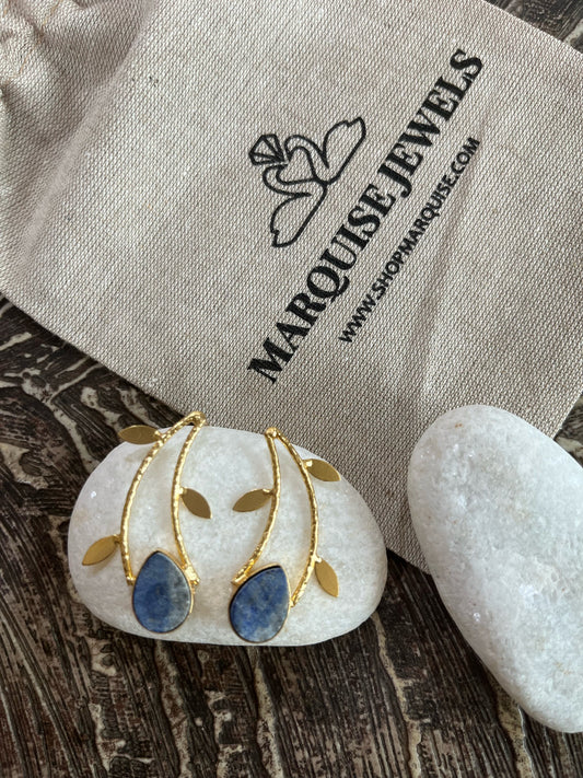 Morning Glory Lapis Plant Earrings