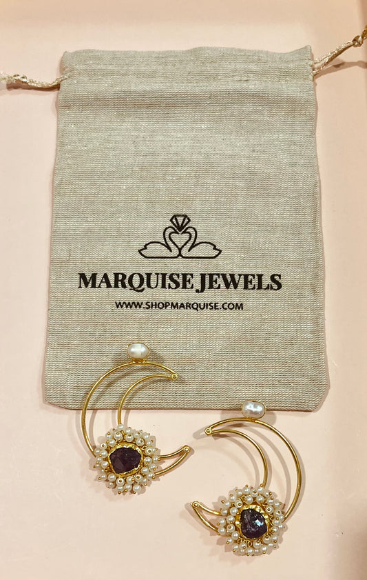 Majestic Moon with Amethyst Earrings