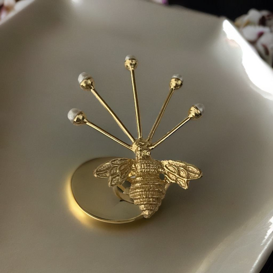 Precious Pearly Bee Ring