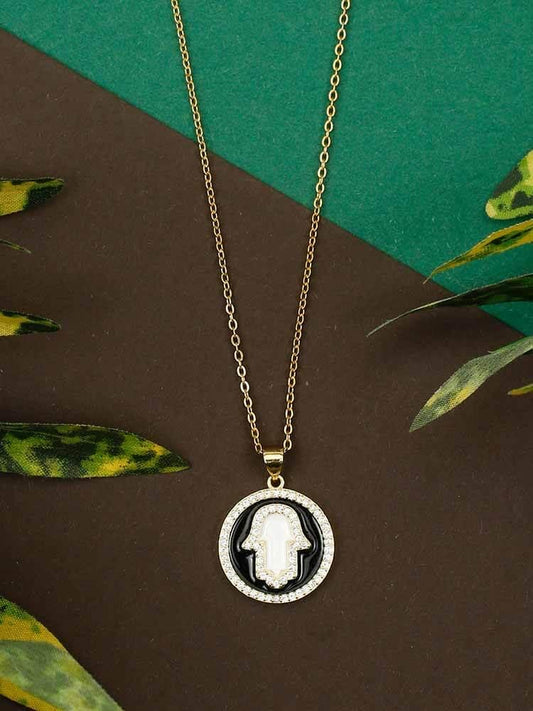 Charcoal Hamsa Pendant with Chain