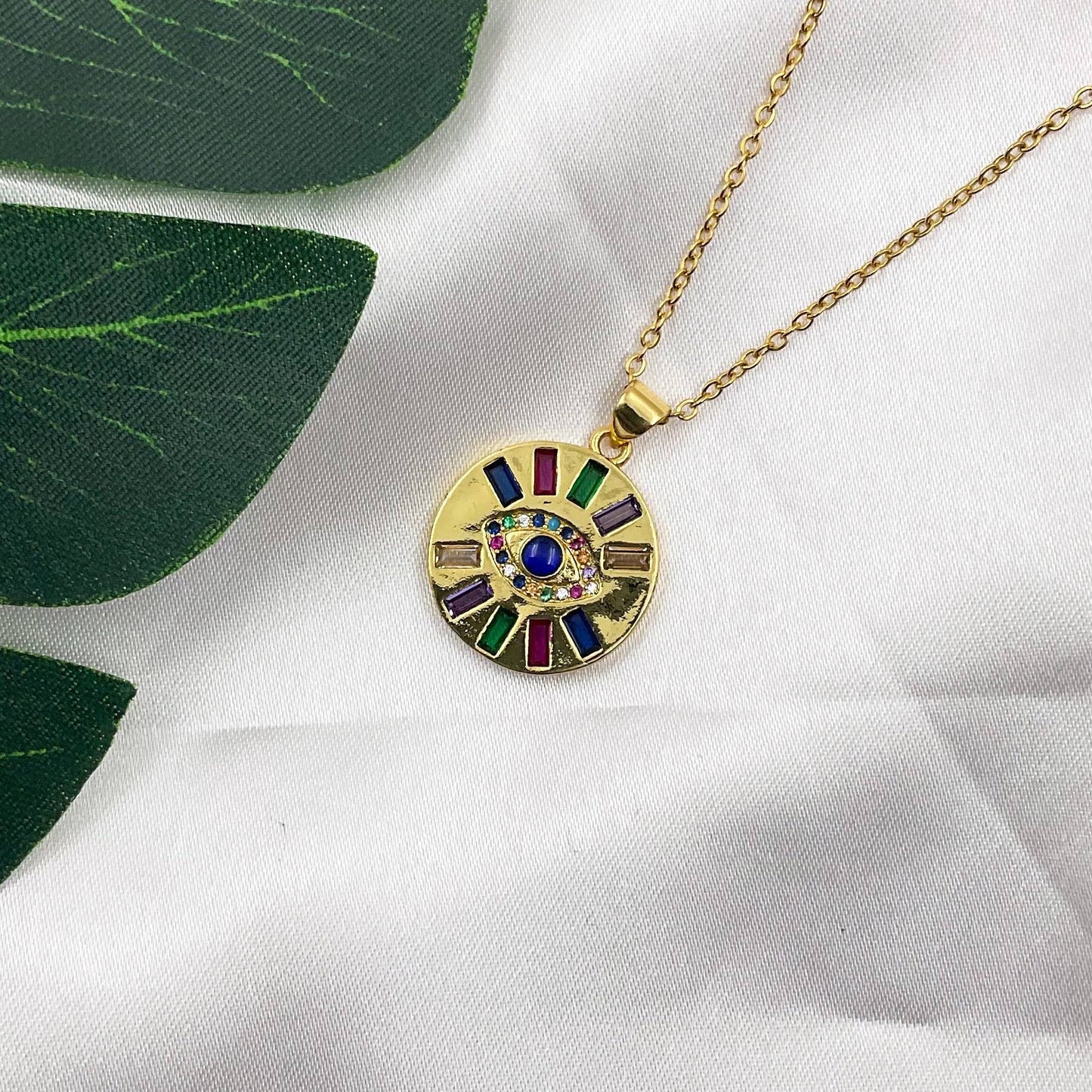 Beaming Evil Eye Pendant with Chain