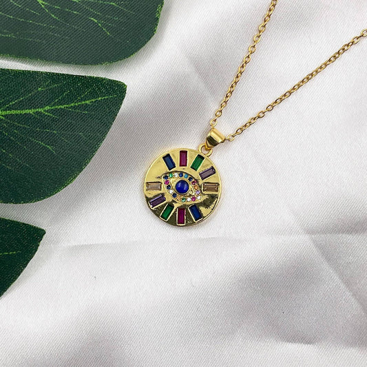 Beaming Evil Eye Pendant with Chain