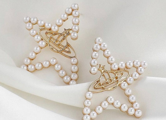 Sparkling Star and Saturn Earrings