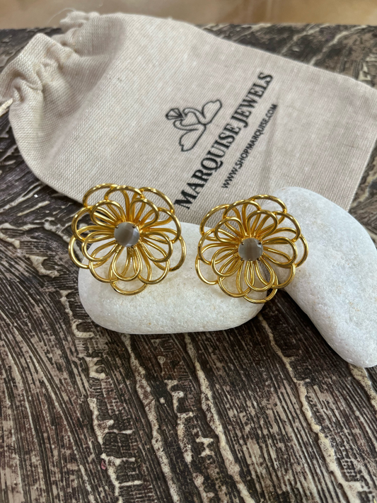 Dazzling Daisy Earrings With Milky Quartz