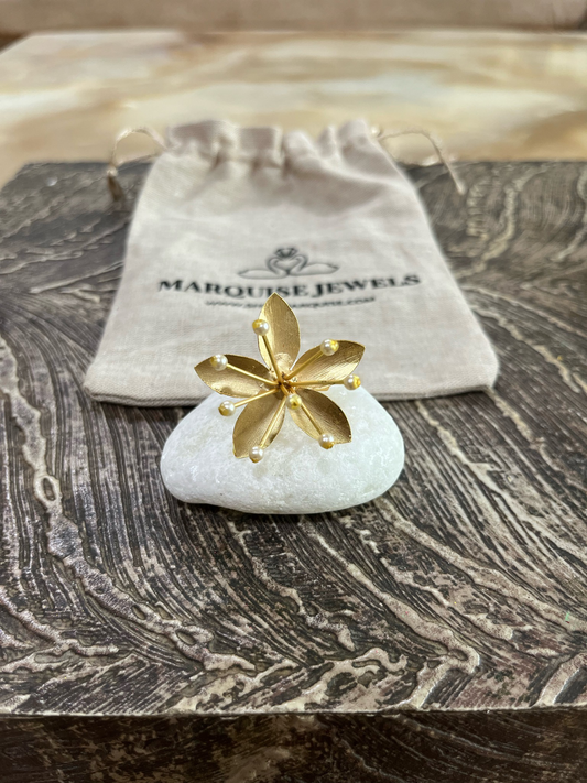 Floral Beaded Anthers Ring