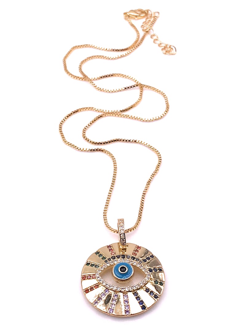 Starry Evil Eye Pendant with Chain