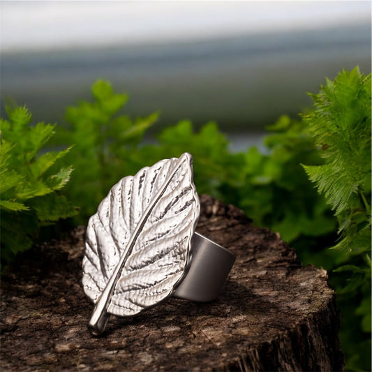 Autumn Silver Leaf Ring