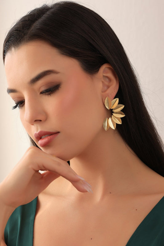 Gold Petal Cascade Earrings