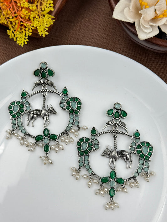 Emeral Farm Statement Oxidized Earrings