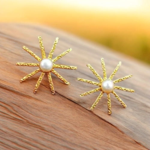 Sun and the moon Baroque Pearl Earrings