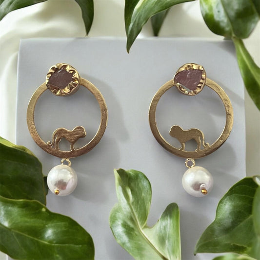 Four Legged Love - Quartz & Pearl Earrings