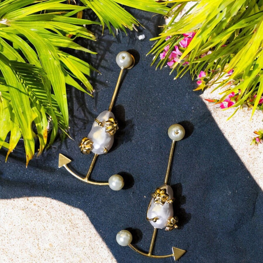 Sea Goddess Earrings with Baroque Pearls