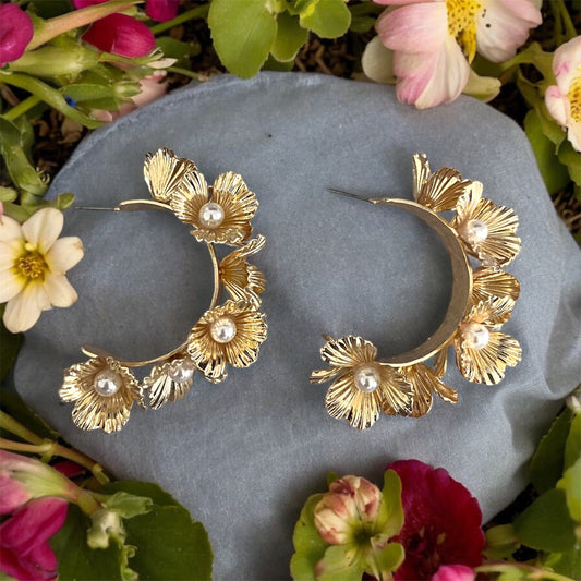 Floral Hoop Earrings