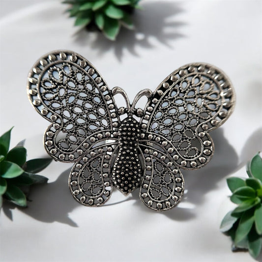 Oversized Oxidized Butterfly Ring