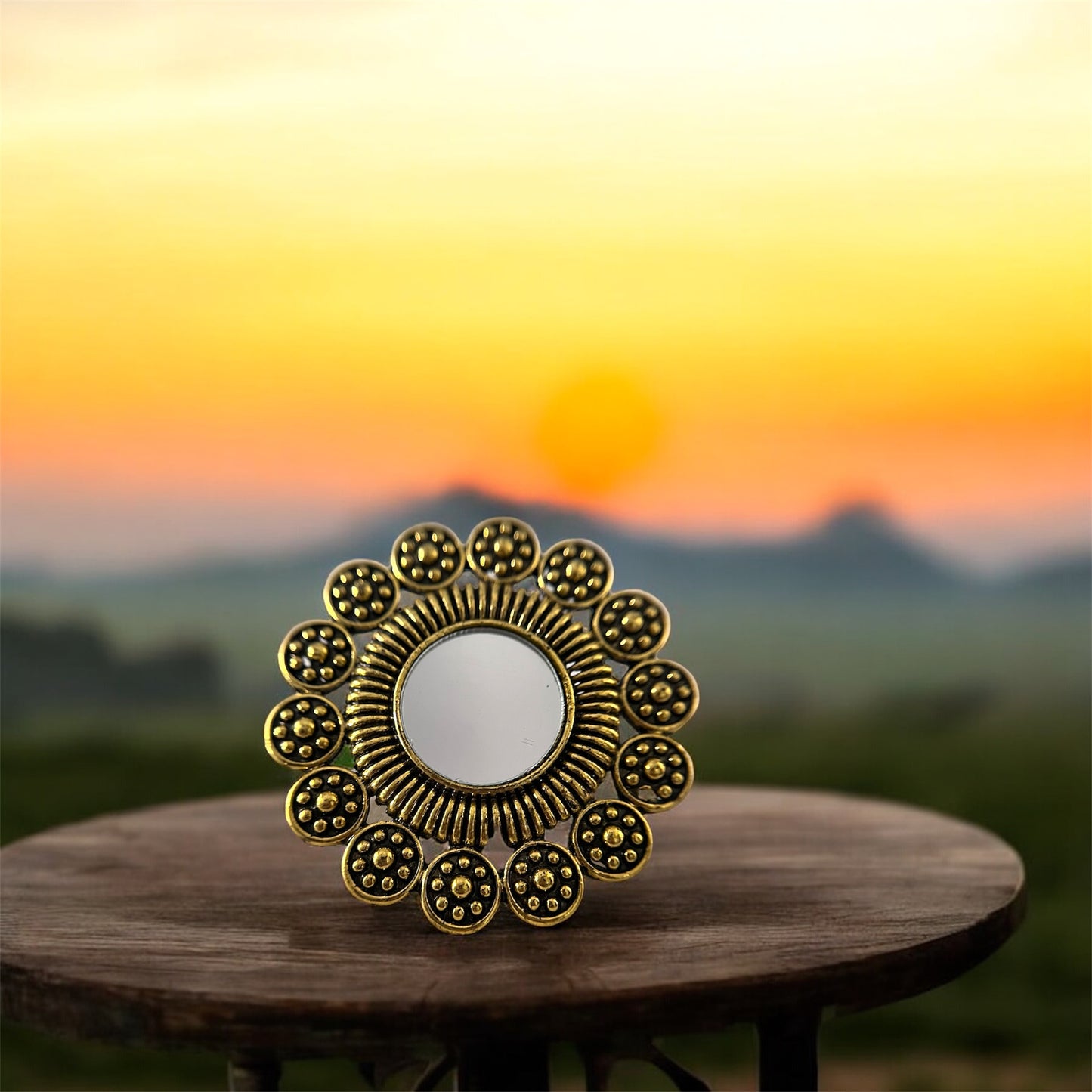Oversized Oxidized Sun Ring