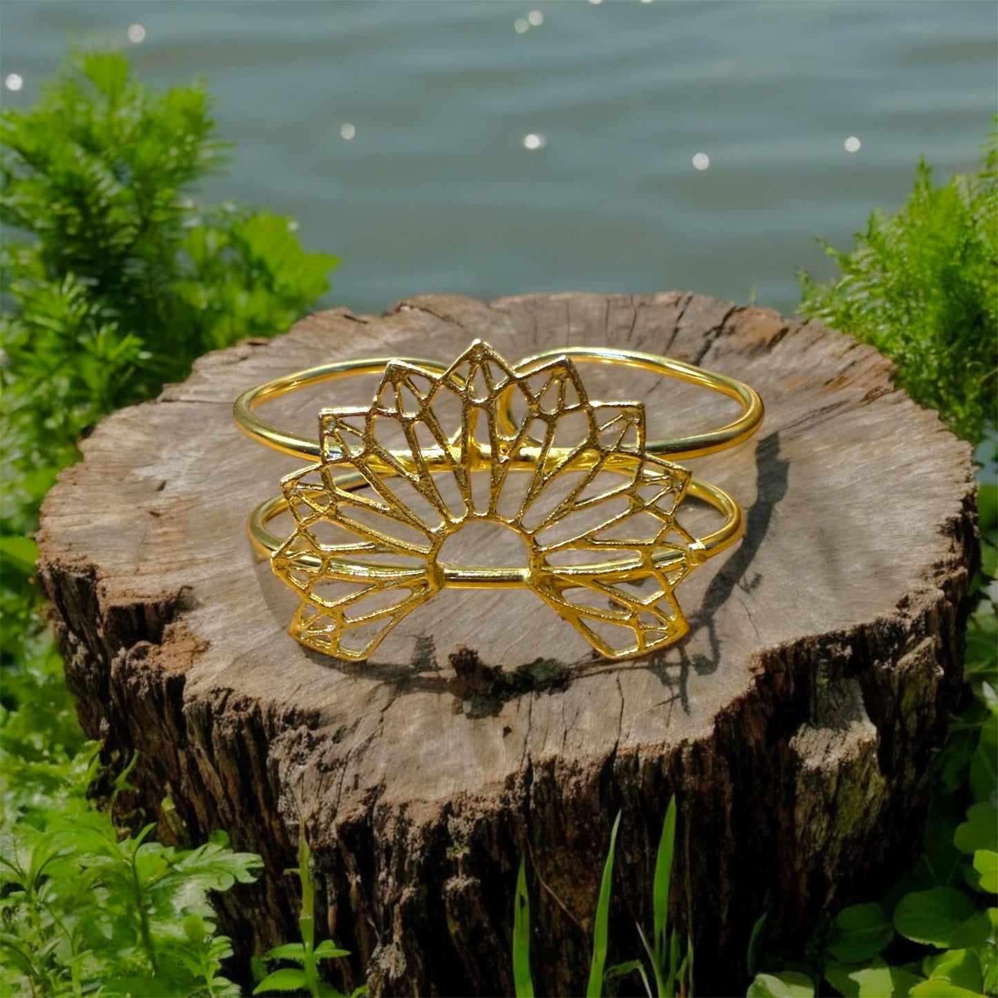 Sun-Kissed Lotus Hand Cuff