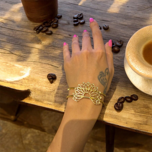 Sun-Kissed Lotus Hand Cuff