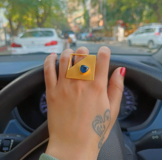 Statement Quad Azurite Ring