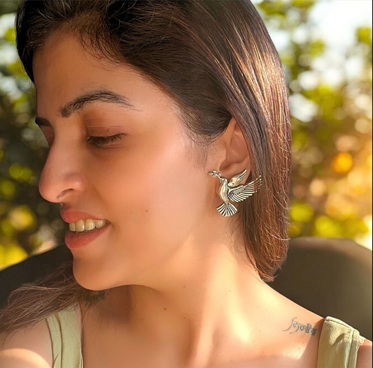 Humble Hummingbird Oxidized Earrings